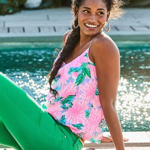 NWT Lilly Pulitzer Bobbie Top In Pink Blossom Try Your Zest | XS - Picture 7 of 10